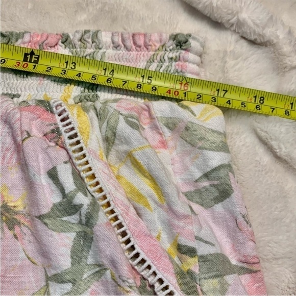 Briggs New York Shorts XL White Linen Rayon Tropical Floral Pink Green - Picture 9 of 10